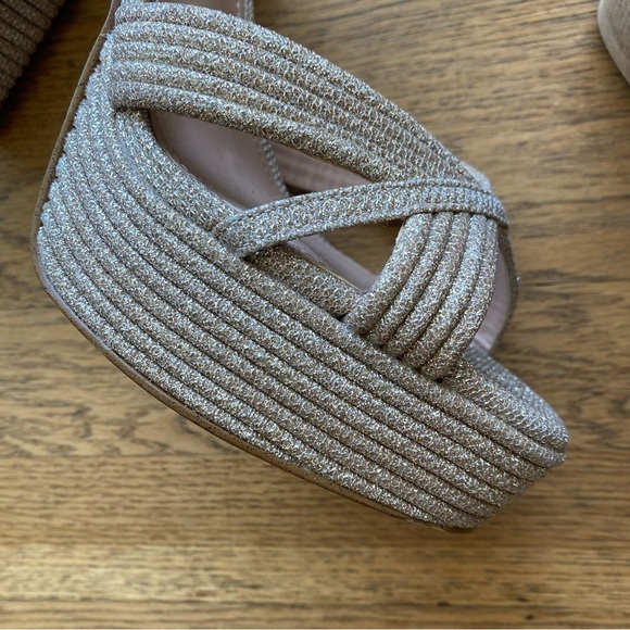 Steve Madden Laurel Gold Glitter Platform Ankle Strap High Heel Sandals size 10 - Picture 9 of 12